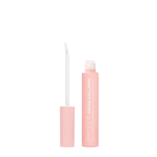 Pacifica Vegan Collagen Lip Plumping Gloss tube showcasing sleek packaging and glossy hydration