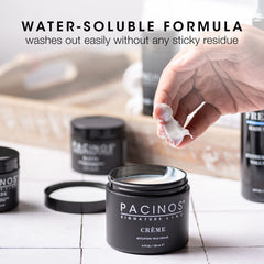 Pacinos Creme apply hands demonstration promotes quick, even distribution.