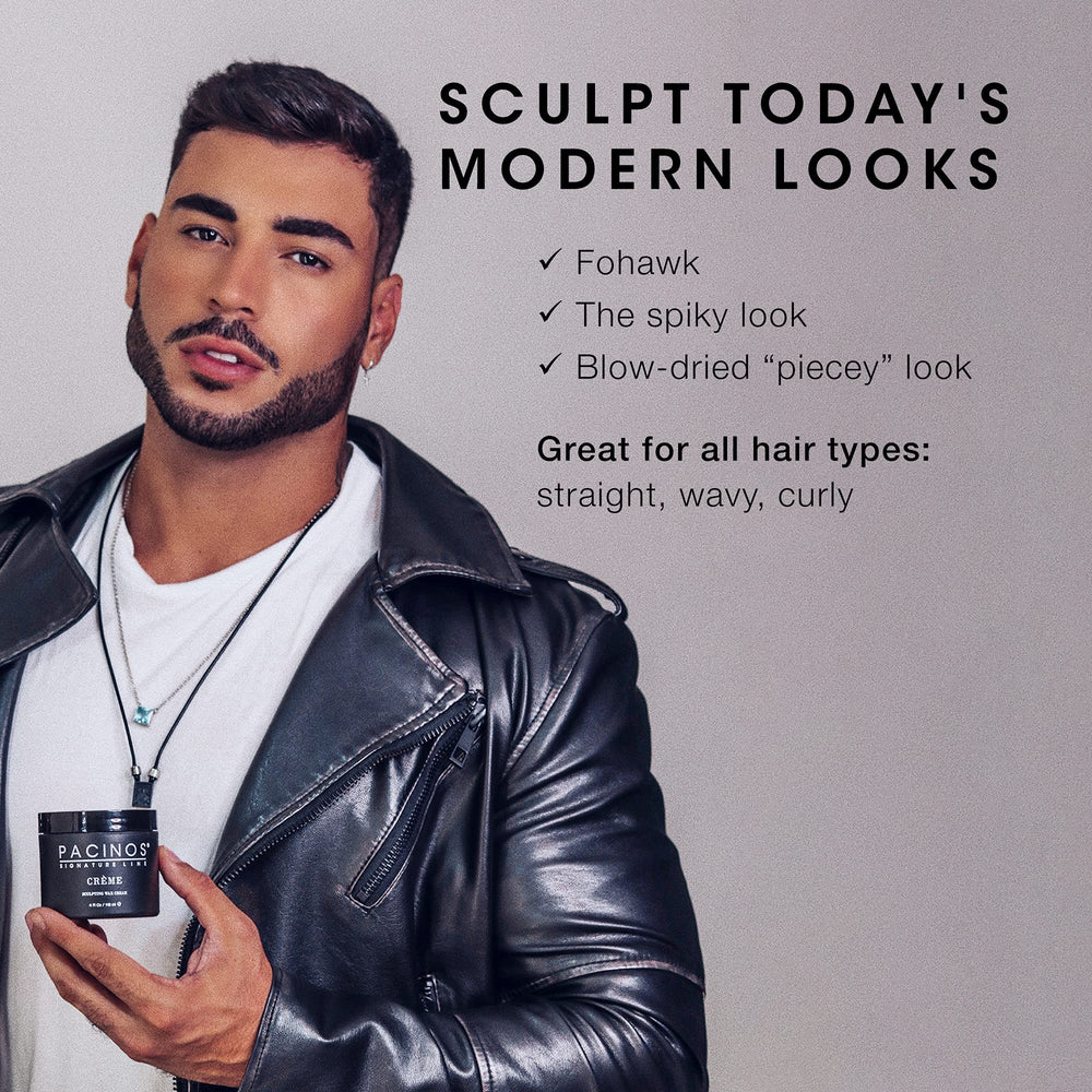 Pacinos Creme washout feature highlights easy clean-up after styling.