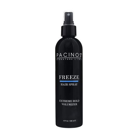 Pacinos Freeze Hair Spray bottle front for all-day hold and premium styling.