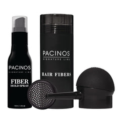Pacinos Hair Fiber Kit cover spot showing natural blend and fuller-looking hair