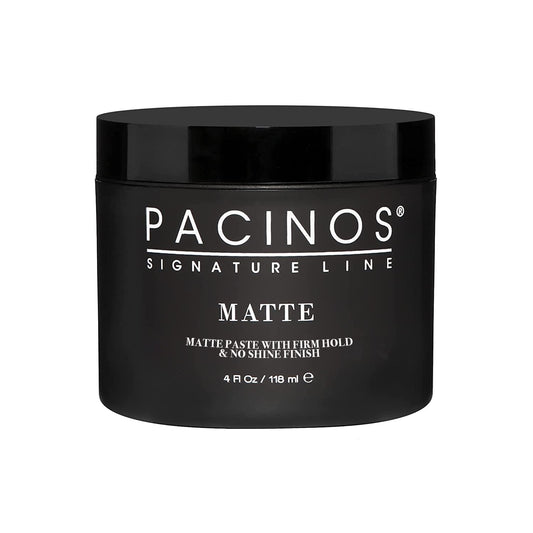Pacinos Matte Hair Paste applied to damp hair for strong hold and natural matte finish.