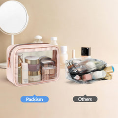 PACKISM Clear Makeup Bag interior compartments reveal tidy storage for cosmetics.