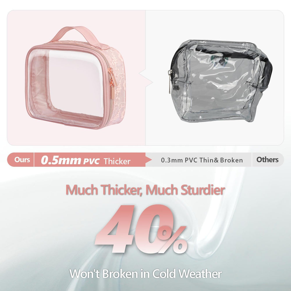 Packism clear makeup bag with handle ready for security screening
