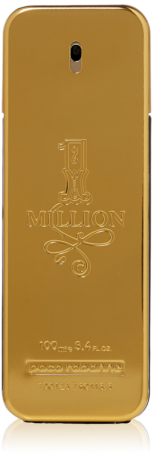 Paco Rabanne 1 Million bottle gold bar on display for bold evening style