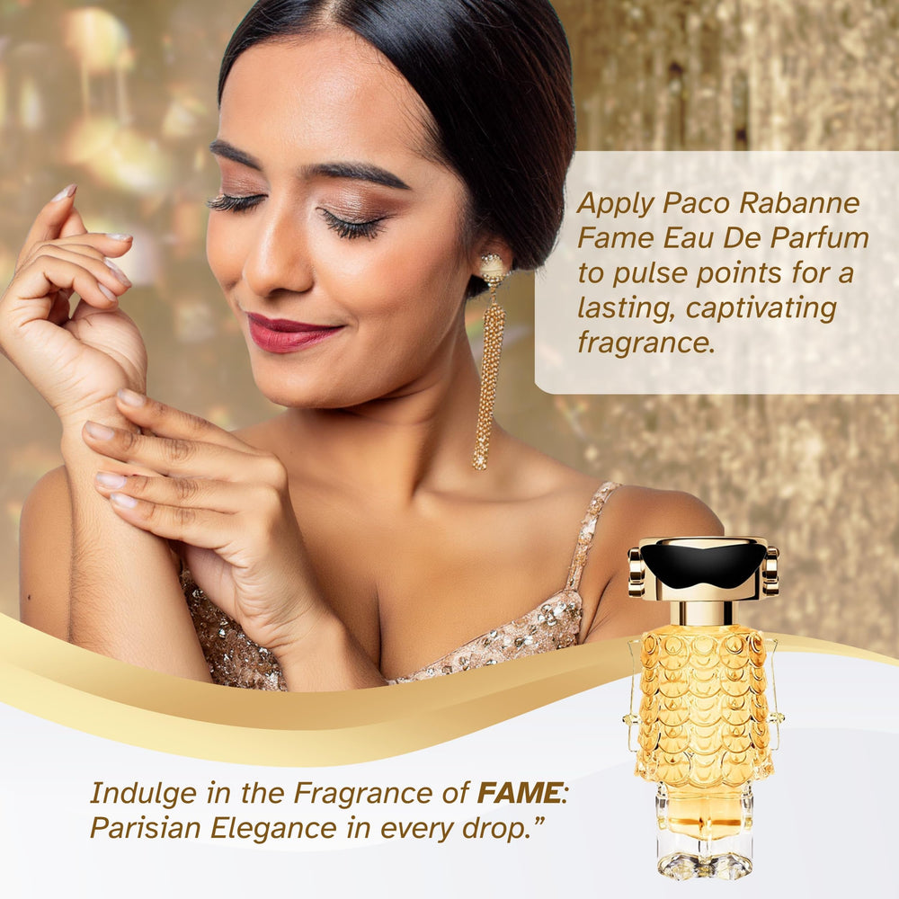 Paco Rabanne Fame mini splash bottle showing controlled, spray-free application.