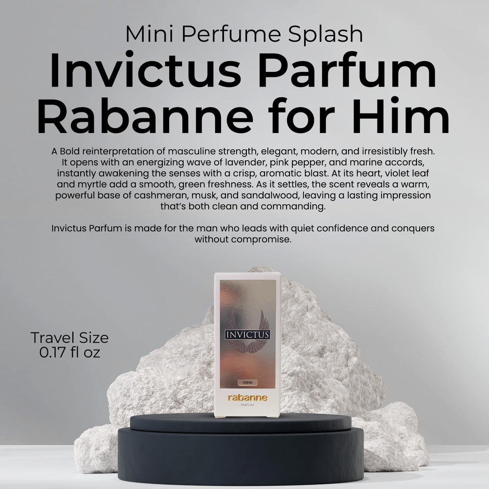 Liquid glimpse of Invictus mini showing fresh, marine-inspired notes.
