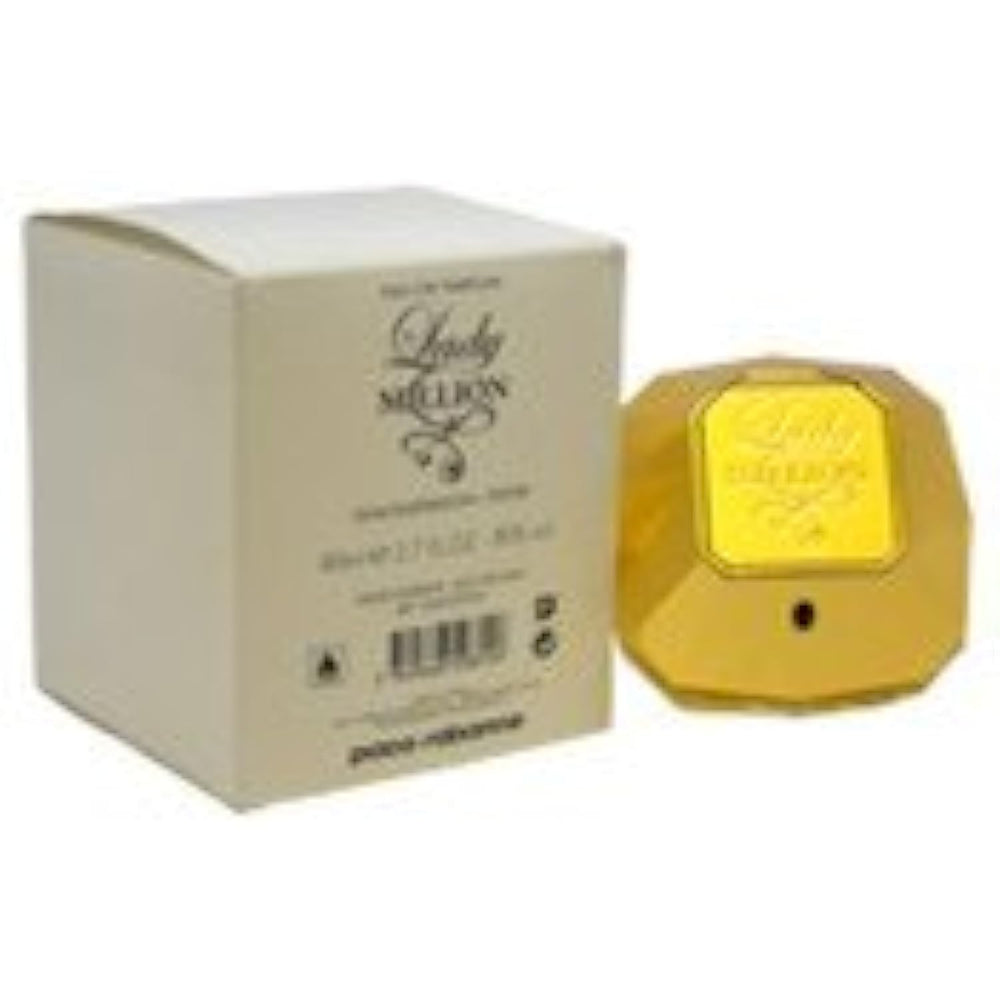 Paco Rabanne Lady Million cap detail, elegant packaging for gifting.
