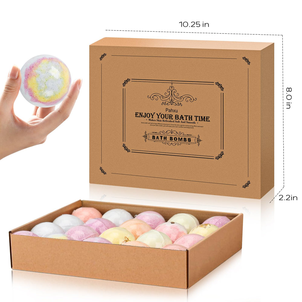 Pahxu bath bombs variety visible colors and luxurious bubbles.