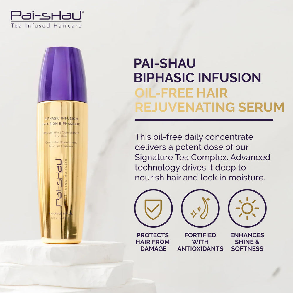Pai-Shau Biphasic Infusion oil-free concentrate provides daily nourishment with no greasy residue.
