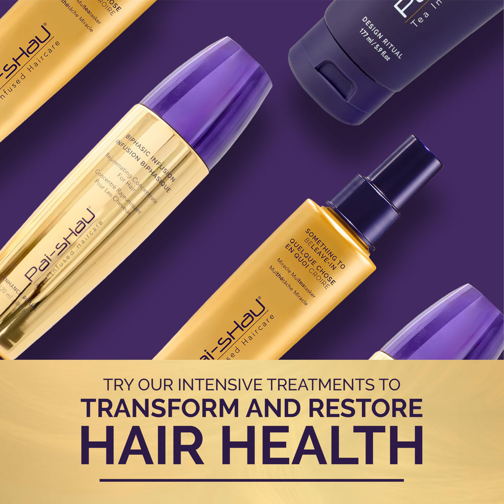 Pai-Shau Biphasic Infusion helps protect hair from heat and environmental factors all day.