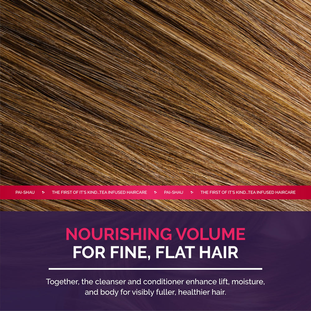 Pai-Shau Opulent Volume shampoo bottle with cap open, ideal for easy daily use.