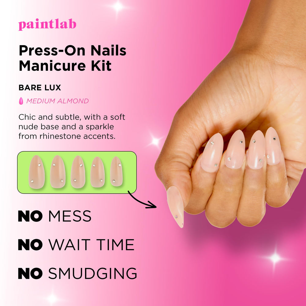 PaintLab Bare Lux nail glue application demonstrates quick, lasting adhesion