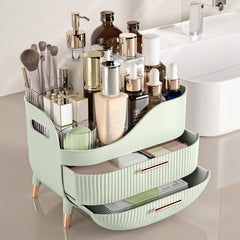 Pajiriona skincare organizer top compartment holds tall bottles.
