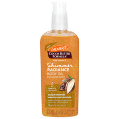 Palmer's Shimmer Radiance Body Oil bottle delivers a luminous glow.