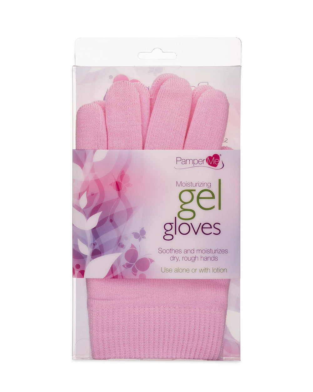Pamper Me pink gel gloves provide gentle hydration for dry hands