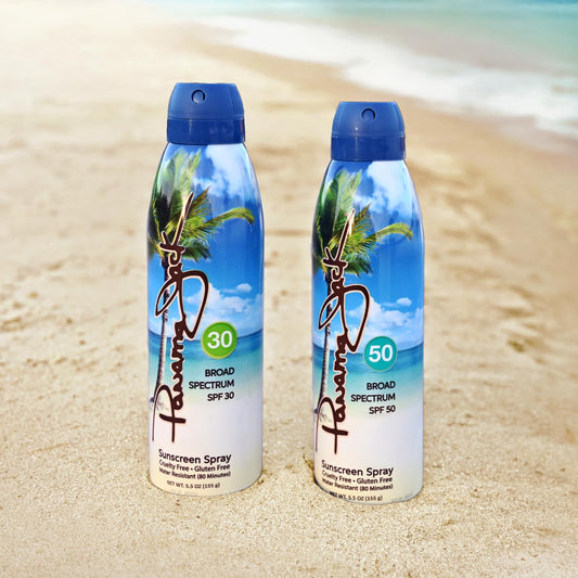 Panama Jack Explorer Duo SPF 30 spray bottle for fast, even sun protection on the go.