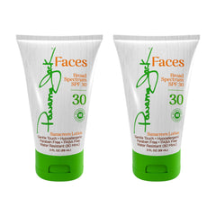 Panama Jack Faces sunscreen lotion bottle with SPF 30 for everyday sun protection.