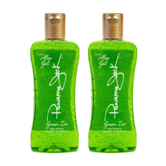 Panama Jack Green Ice Gel bottle pouring, soothing after-sun cooling