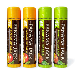 Panama Jack lip balm flavor pack with SPF 45 protection for lips.