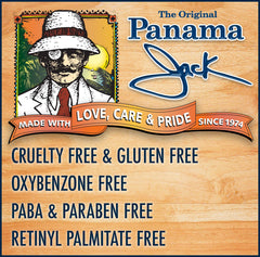 Panama Jack Tropical lip balm highlighting broad spectrum coverage in a refreshing feel