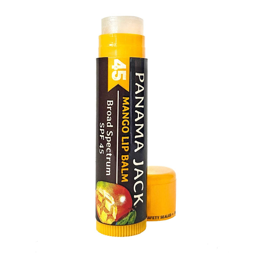 Vanilla scent Panama Jack lip balm tube provides soothing lip protection.