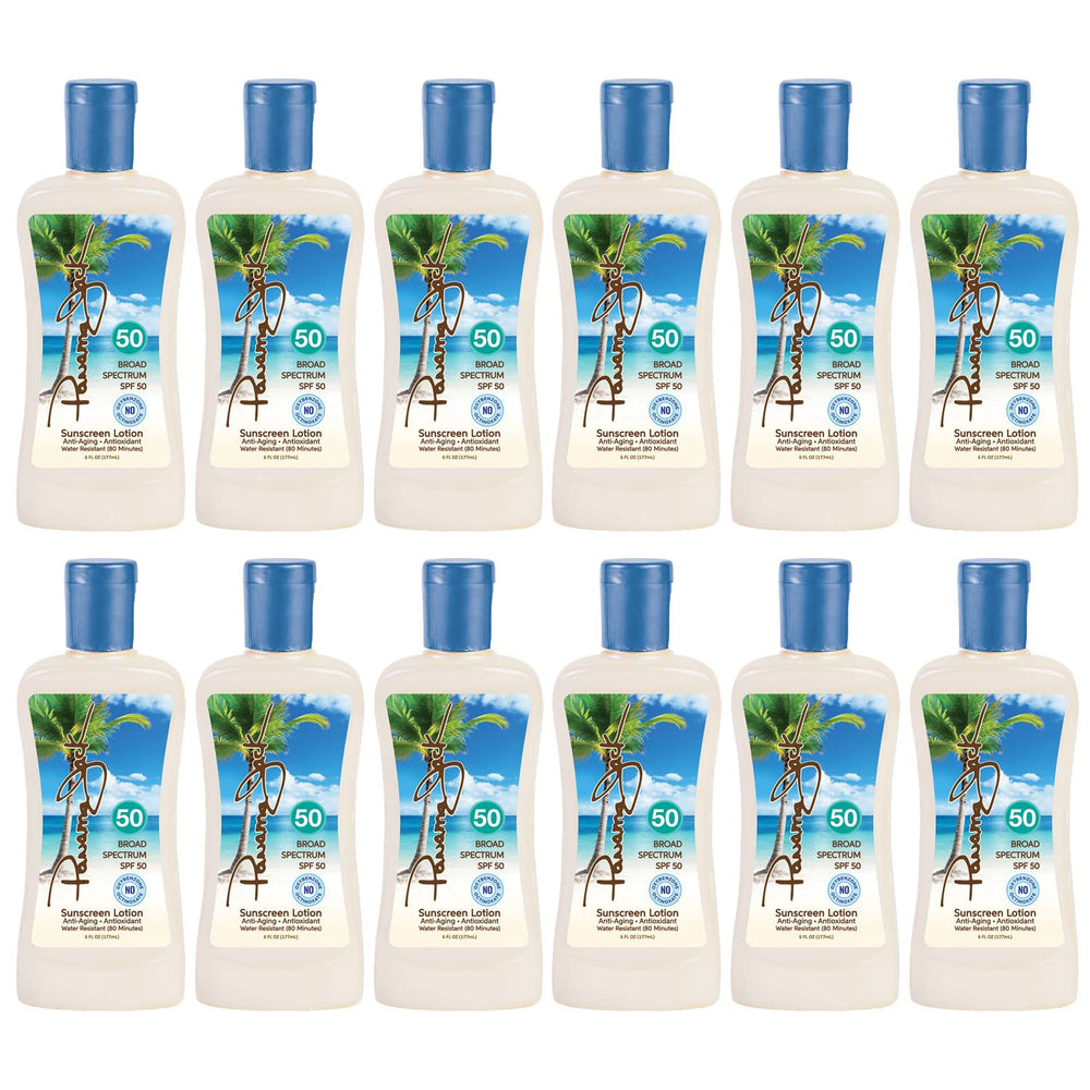 Panama Jack Sunscreen Lotion SPF 50 bottle front with broad spectrum protection