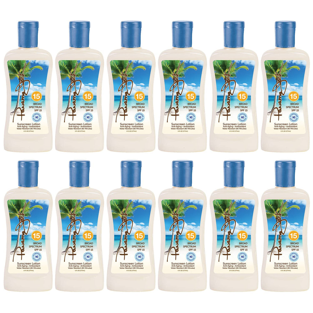 Panama Jack SPF 15 bottle demonstrates broad spectrum protection for sunny days