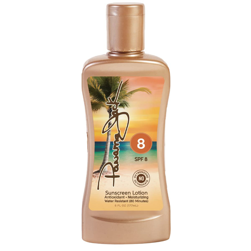 Product on a sunny beach with Panama Jack sunscreen lotion