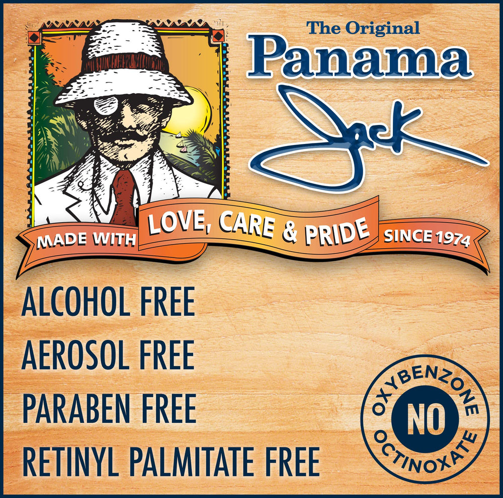 Panama Jack Trophy Oil aloe cocoa bottle provides soothing post-sun care.