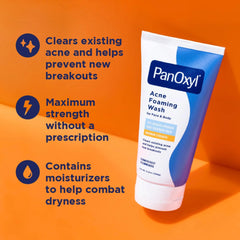 Close-up of rich foam from PanOxyl Foaming Acne Wash showcasing creamy lather.