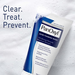 PanOxyl foaming acne wash ingredients label highlights benzoyl peroxide