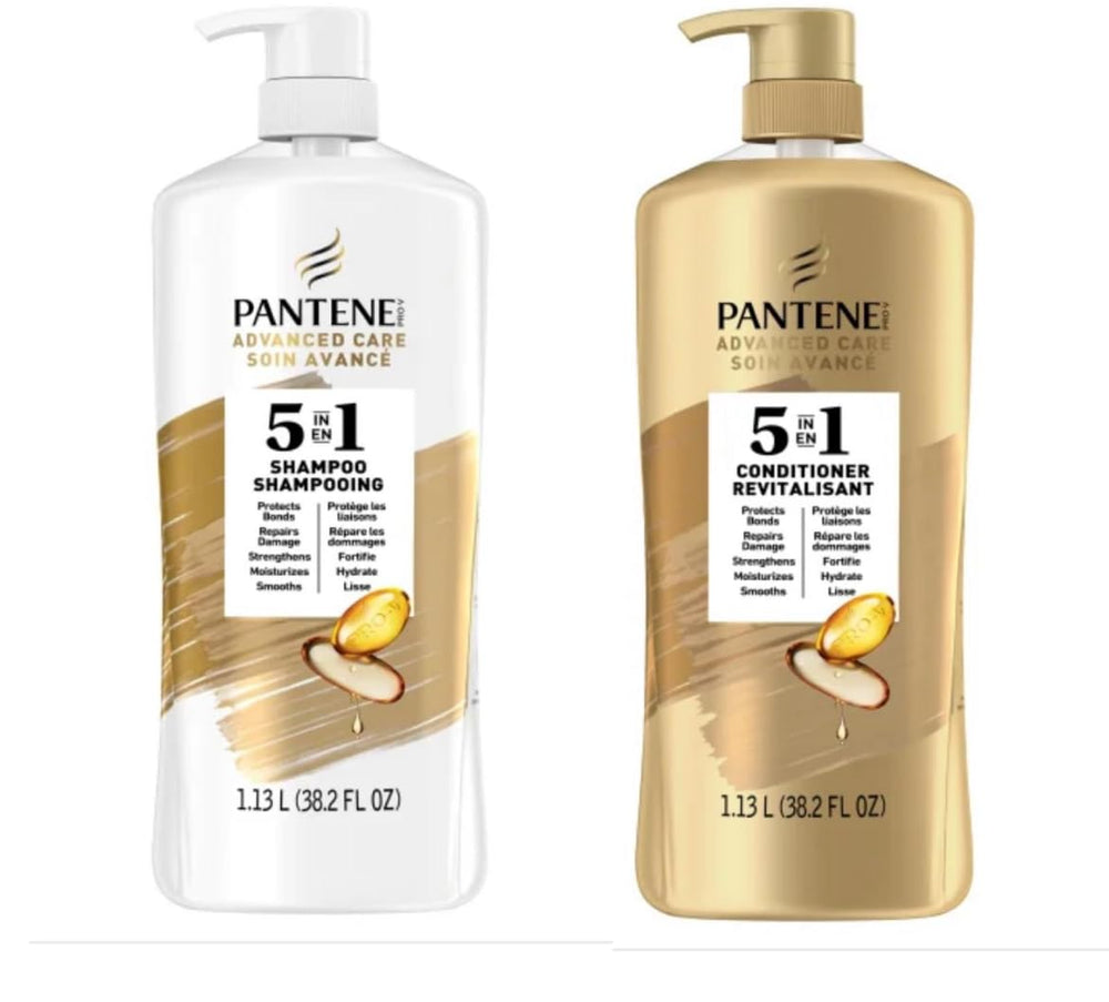 Pantene Advanced Care Conditioner bottle close-up, emphasizing Pro-V nutrients for smoother hair.