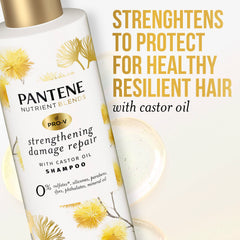 Pantene castor oil ingredient blend graphic hints nourishing touch.