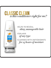 Shiny, healthy-looking hair after using Pantene Classic Clean conditioner.