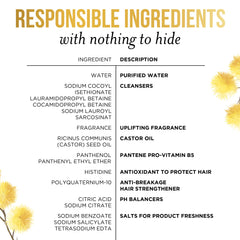 Pantene color-safe bottle detail signals gentle cleansing for color-treated hair.
