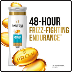 Hair after use with sleek, frizz-free appearance using Pantene