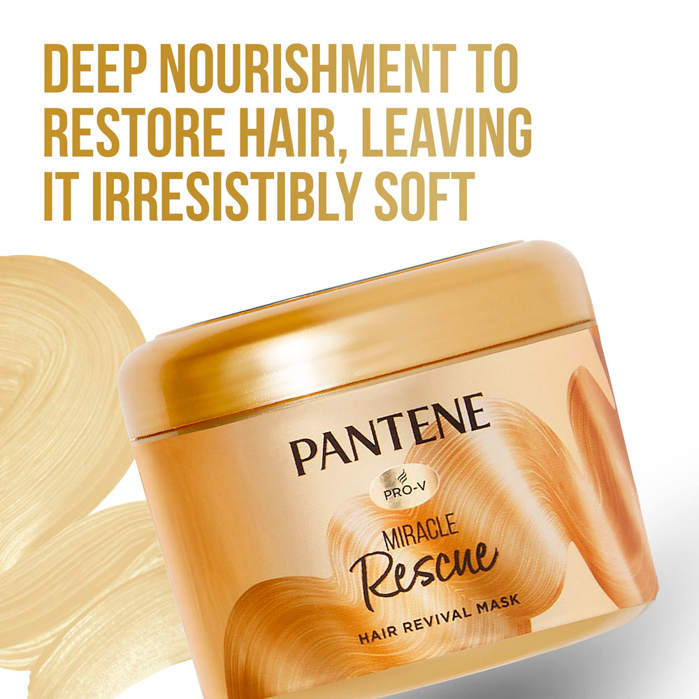 Pantene Miracle Rescue hair mask delivers noticeable shine and vitality.