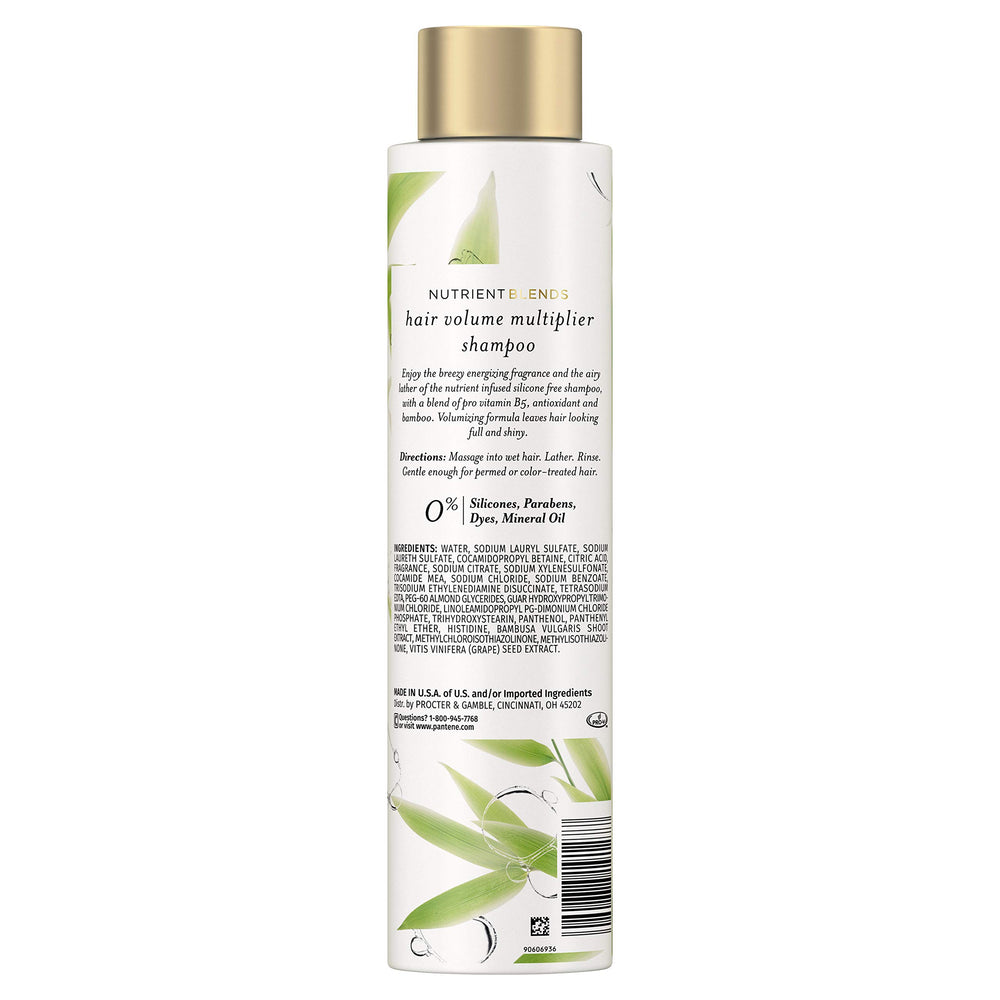Bamboo extract imagery on Pantene shampoo bottle