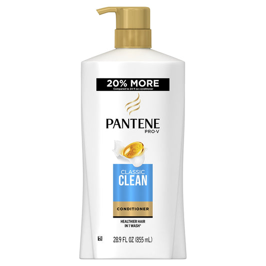 Pantene Pro-V Classic Clean Conditioner bottle front for daily hydration and shine.