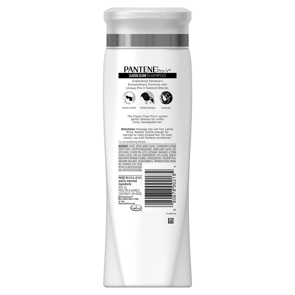 Pantene Pro-V Classic Clean shampoo lather close-up showing cleansing action.