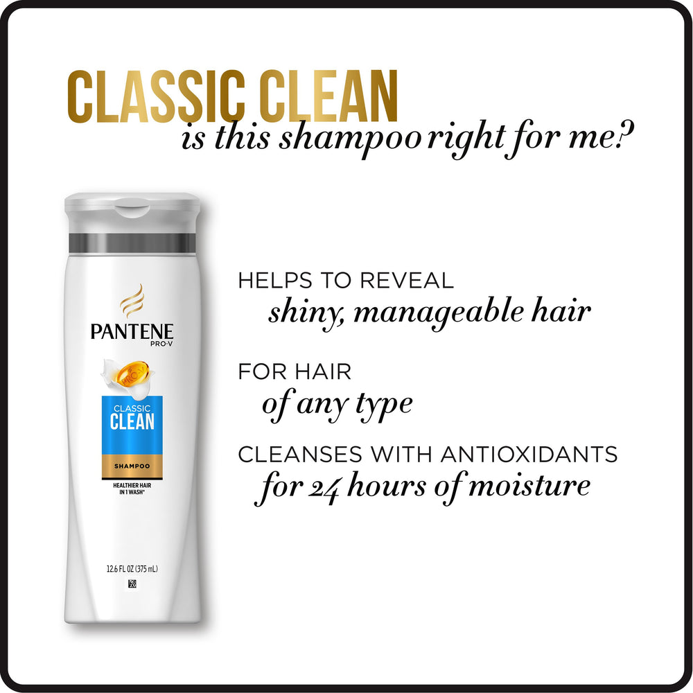 Pantene Pro-V Classic Clean shampoo packaging variant with three bottles.