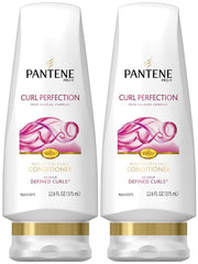 Pantene Pro-V Curl Perfection Moisturizing Conditioner bottle promotes defined curls and lasting moisture.