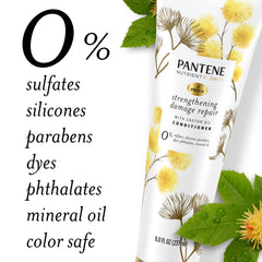 Pantene shower routine scene with conditioner lather implying frizz control and shine.