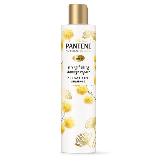 Pantene sulfate-free shampoo bottle front for color-safe cleansing.