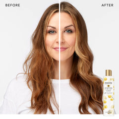 Pantene sulfate-free shampoo bottle pour highlighting easy application and shine.