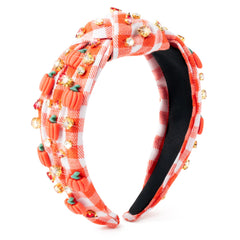 PANTIDE Thanksgiving jeweled headband with pumpkin rhinestones adds festive sparkle to any look.