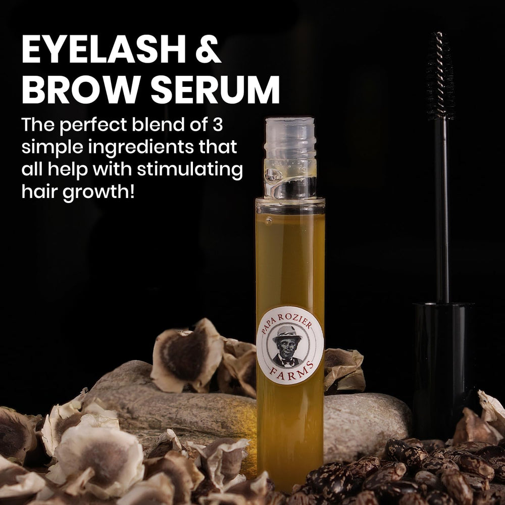 Papa Rozier Farms serum brush applicator close-up for clean lash and brow application