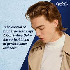 PAPI & CO hair gel packaging box conveys masculine grooming and easy handling