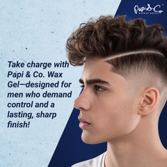 PAPI & CO Wax Hair Gel pack shot highlighting modern grooming solution.